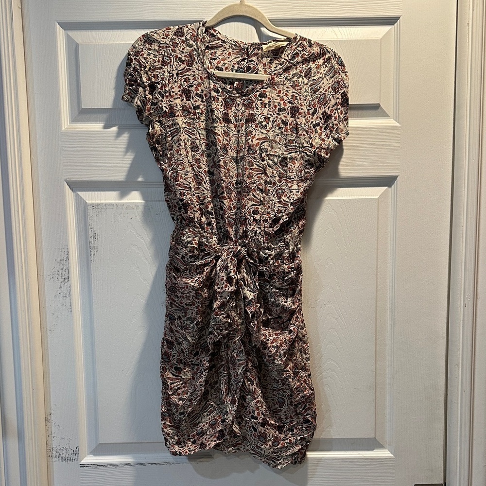Etoile Isabel Marant Reilly Printed Silk Draped Mini Dress 1/S
